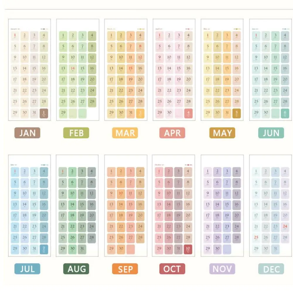 Agenda planejador material de papelaria de escritório plano diário adesivo número data etiqueta decalques calendário adesivo 365 dias data adesivos