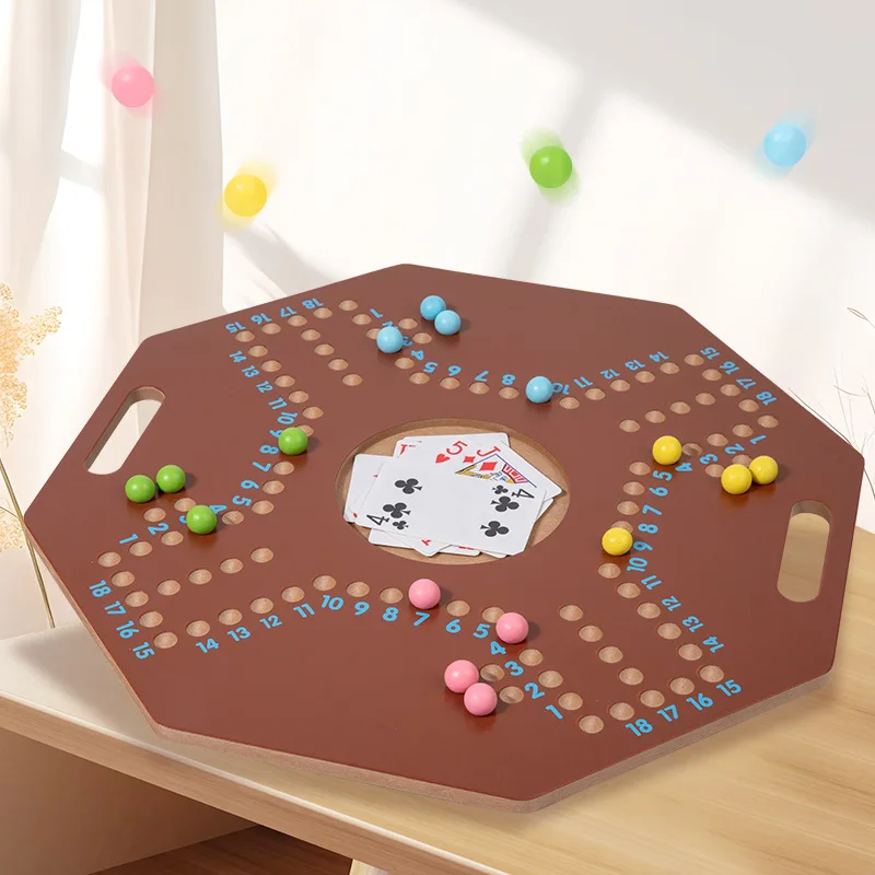 

Jakkolo Game - 4 Players, Arabic/English Edition. Tabletop Strategy Game with Solid Walnut-Finish Wooden Board & Randomly Colore