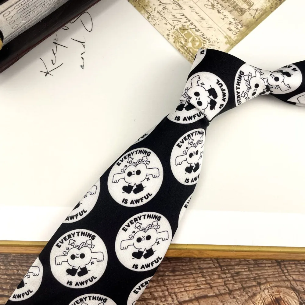 9cm Width Creative Printed Neckties For Adult Cartoon Horse Colorful Neck Tie Retro Italian Style Cravat Women Shirt Accessories