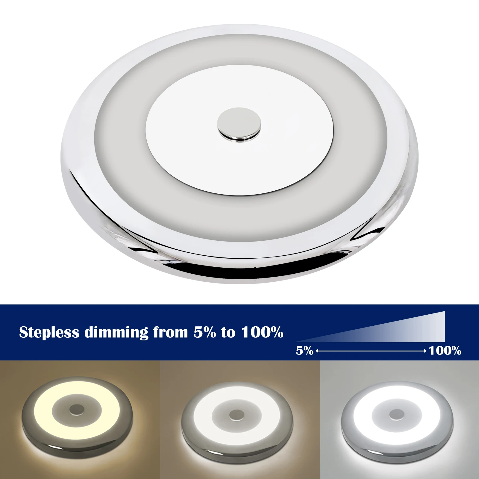 RV LED Roof Light Round Ceiling Dome 12/24V 3W Interior Lamp With Dimmer Switch For Camper Caravan Marine Boat Yacht Accessories