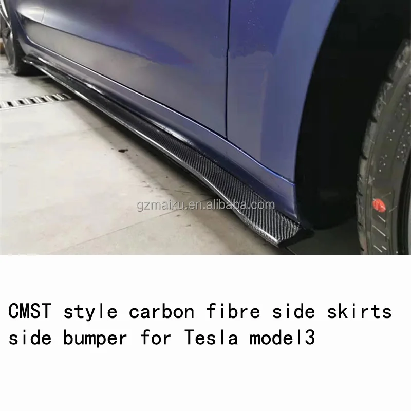 CMST style high quality carbon fibre side skirts side bumper For Tesla model 3