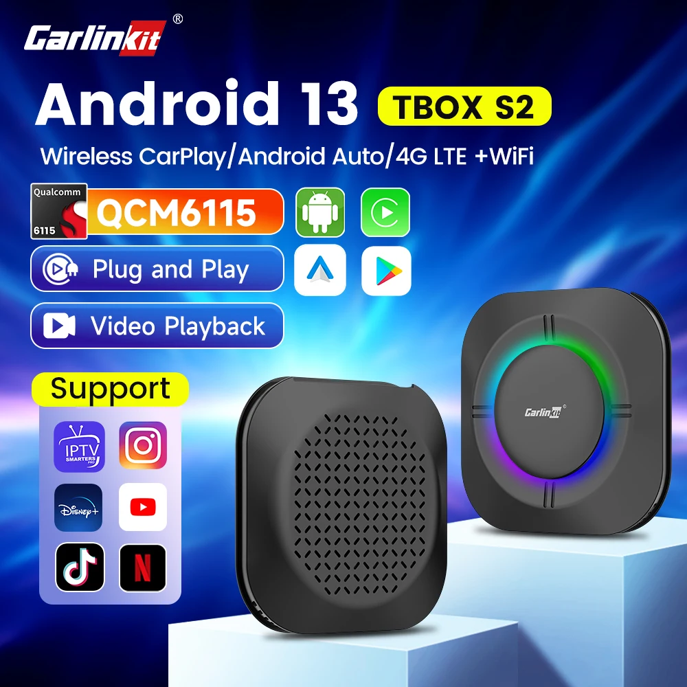 128G Carlinkit CarPlay Ai Box Wireless CarPlay Wireless Android Auto For Audi Mazda Toyota With Netflix YouTube 4G Qualcomm 6115