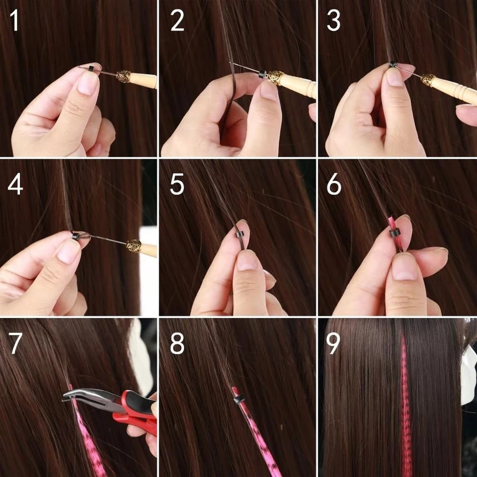 Extensiones Sintéticas de Color I-Tip Pluma 10-50 Hebras/Paquete Fibra de Alta Temperatura Accesorios de Peluca Color Sólido 6