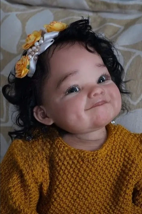 

NPK 24''Handmade Unfinished Doll Kit Bebe Raya Lifelike Reborn Parts with Curly Brown Hair