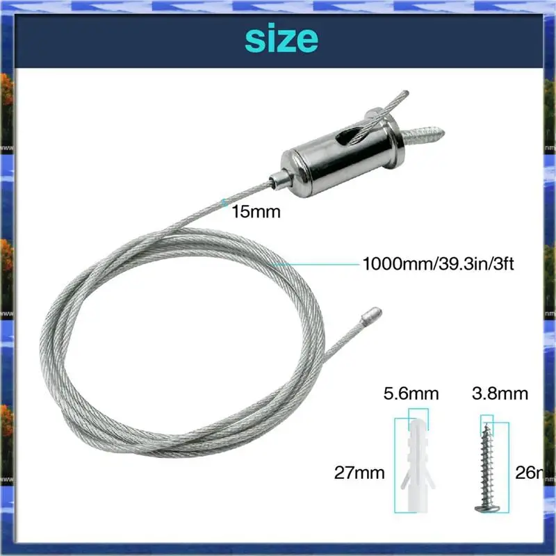 AS59 -12 Sets Hexagon Garage Suspension Cables Kit Steel Hanging Chains, Honeycomb Light Connector Pendant Wire Rope Cable
