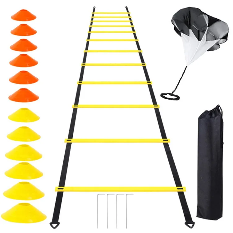 

Custom Fitness Equipment Cones Set Exercises Sports Quickness Speed Training Agility Ladder With Black Carry Bag