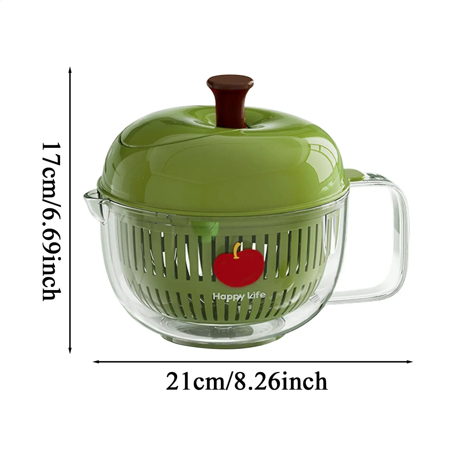 Apples Design Vegetable Washer , Double Layer Drain Basket, Manual Salad Spinner, Large Capacity Kitchen Organizer For Fruits view 6