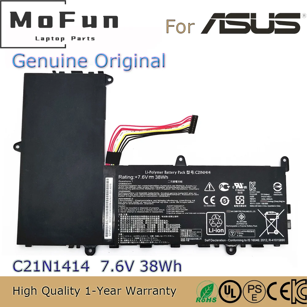 Batería de ordenador portátil C21N1414, Original, 7,6 V, 38Wh, para Asus EeeBook F205TA, X205, X205T, X205TA