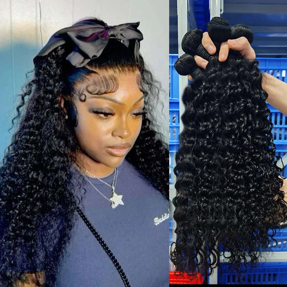 

30, 40 дюймов, глубокие волны, свободные пучки человеческих волос, 100% бразильские необработанные человеческие волосы, 1/3/4 пучка, вьющиеся волосы, бразильский пучок для женщин