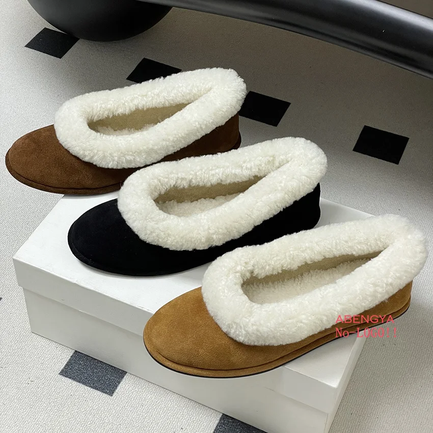 

2025 дизайнерские новые черные замшевые туфли на плоской подошве с мехом, женские белые шерстяные пушистые зимние туфли, повседневные вечерние теплые зимние меховые туфли для женщин