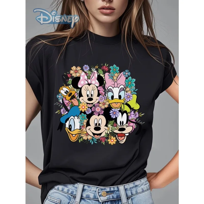 

Женская футболка с принтом Микки Мауса Дональда Дака Disney Y2K, летняя повседневная многофункциональная свободная футболка больших размеров с короткими рукавами