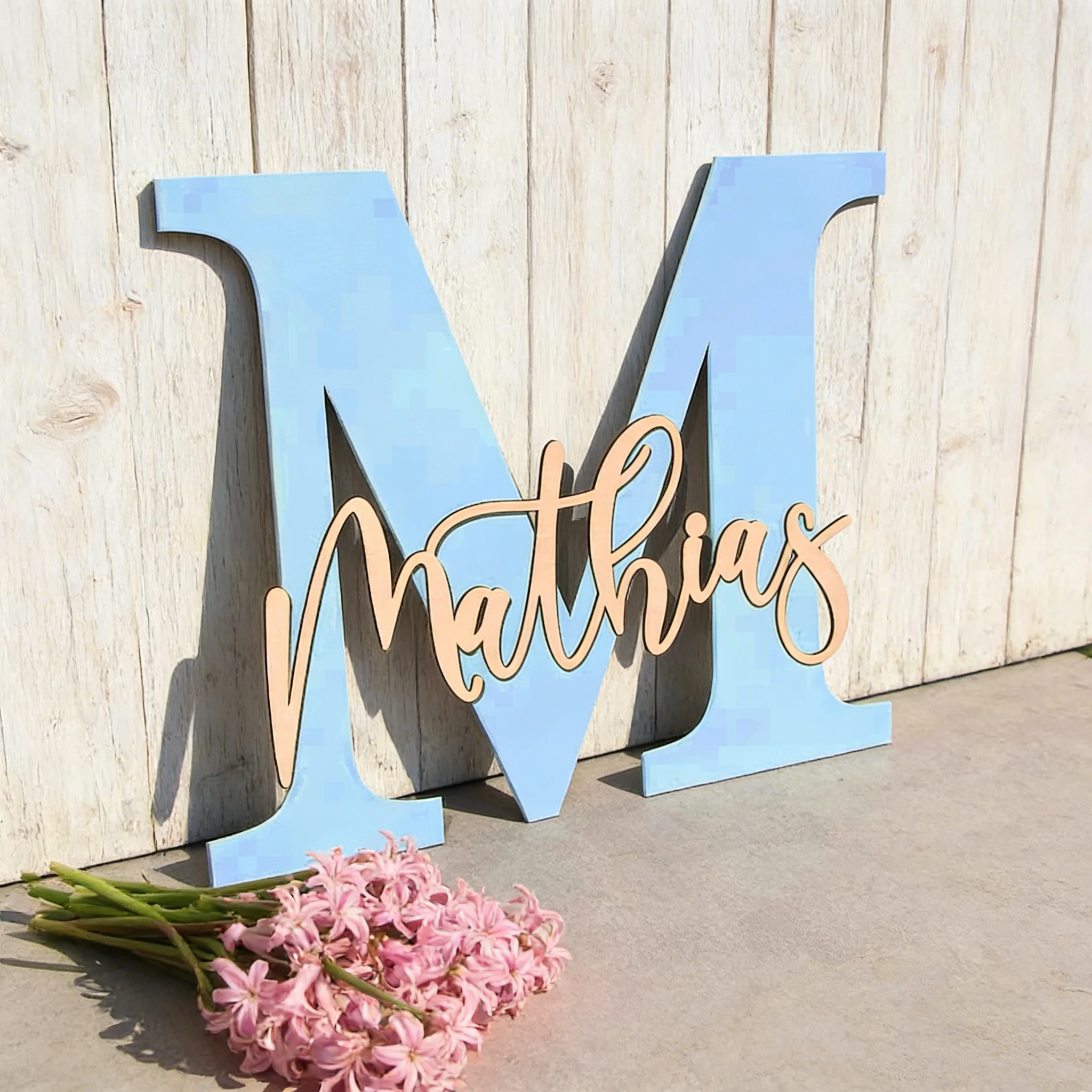 1pc Blue Double-layer Surname Brand, Suitable for Children's Rooms, Living Rooms, Entrance Decoration, and Customized Souvenirs view 2