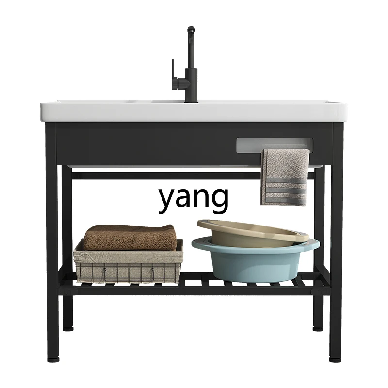 LTT Floor-Standing Stainless Steel Stand with Washboard Integrated Wash Basin Deepened Laundry Sink