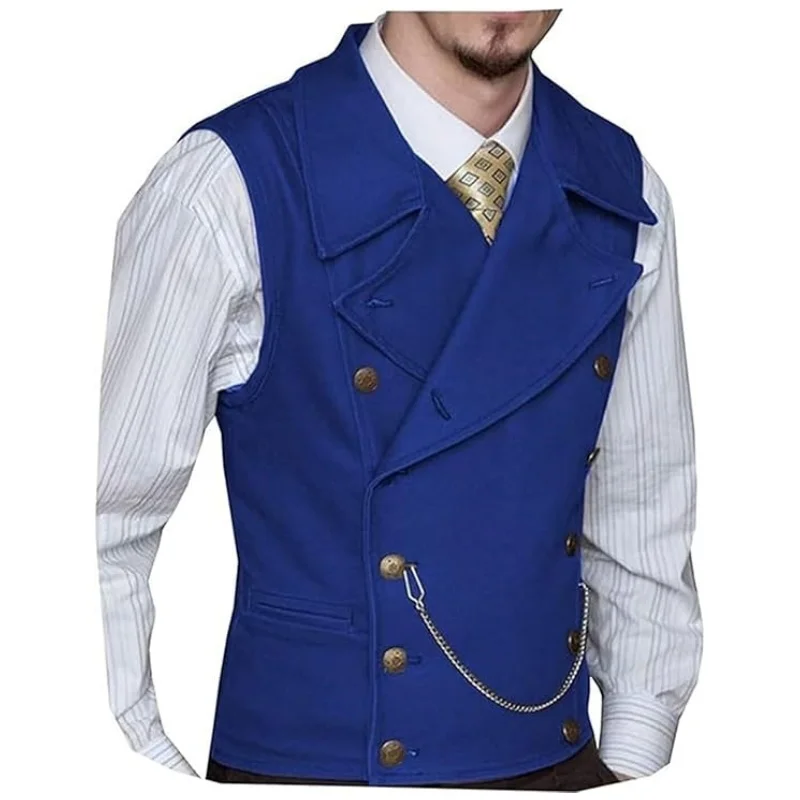 Zweireihige Hochzeitsweste für Herren – klassische Wildlederweste mit weitem Revers für Bräutigam, Trauzeuge, Business und Freizeit (benutzerdefinierte Größen).