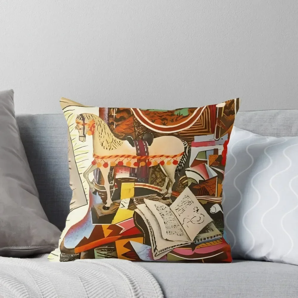 Joan Miro - Joan Miro - Horse pipe and red flower Throw Pillow bed pillows Throw Pillow Covers pillow