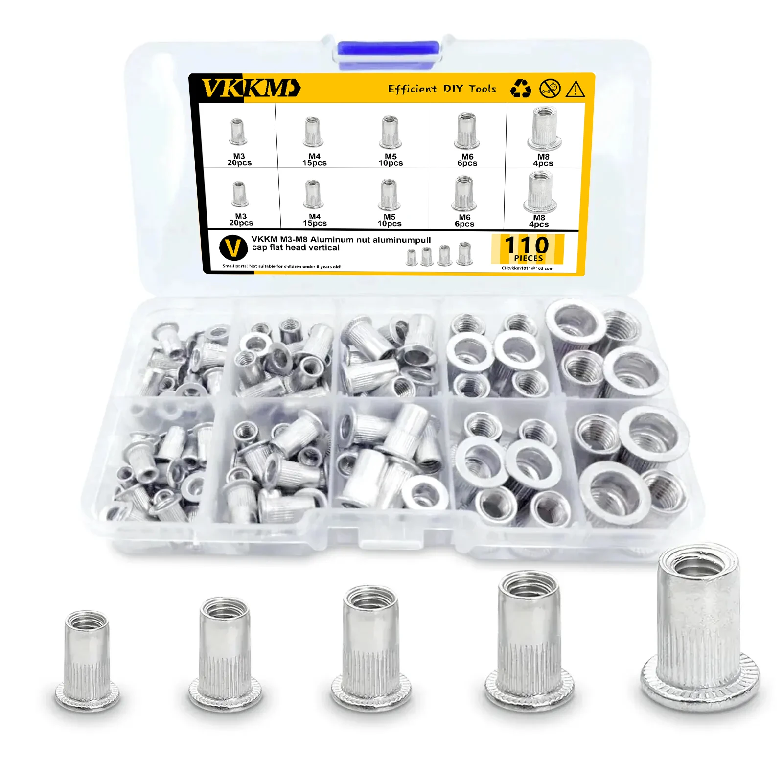 

VKKA110PCS M3-M8 Aluminum Nut Set aluminum pull cap flat head vertical Working US Warehouse
