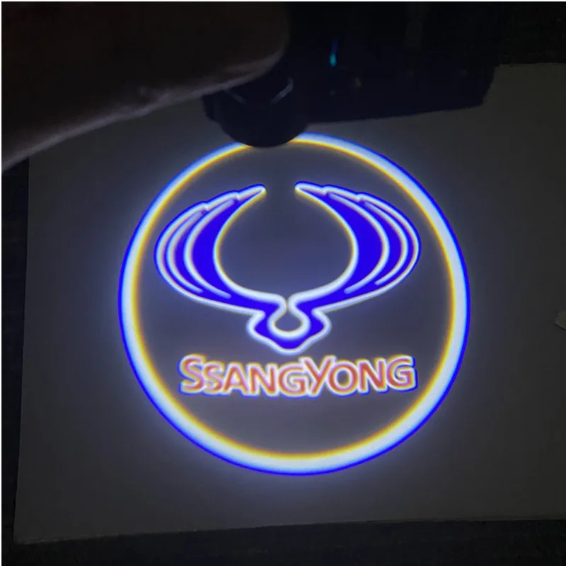 2Pcs Car HD Led Car Door Welcome Light Logo Projector Lights Accessories For Ssangyong Korando Musso Sports Rexton Decoration