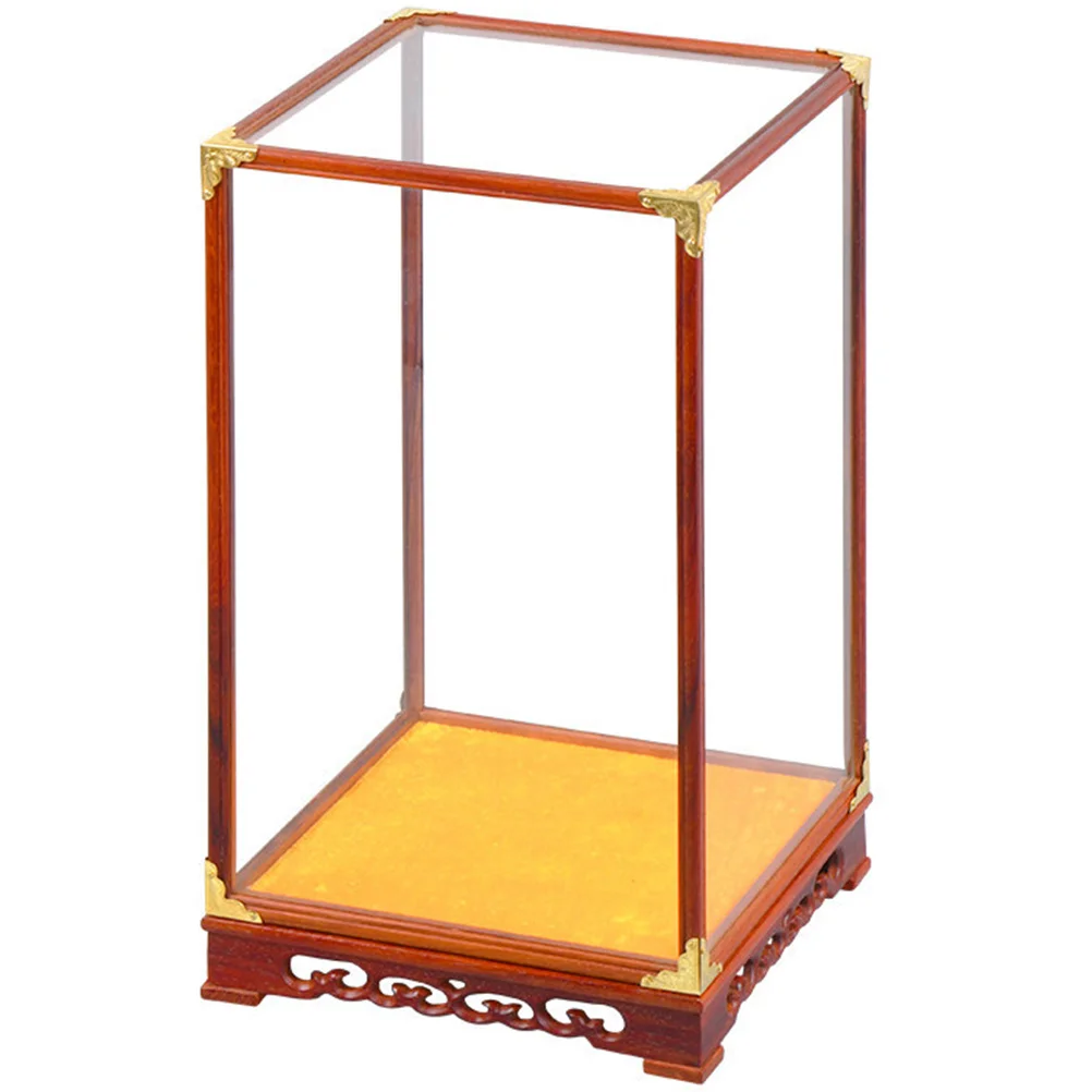 

Guanyin Ornament Display Box Glass Transparent Wooden Frame Storage Case for Miniatures Multi-Functional Decorative