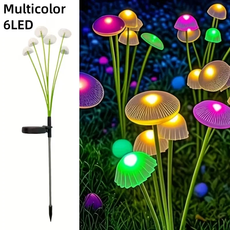 Solar-Gartenleuchten mit Dual-Modus LED, wasserdichte Solar-Pilzlichter für Garten, Terrasse und Wege – Quallen-Design für stimmungsvolle Gartenambiente – Detail 4