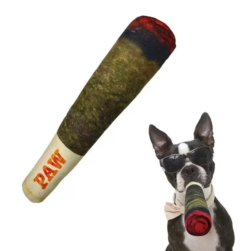 Lustiges Interaktives Hundespielzeug im Zigarren-Design, Plüsch-Quietschspielzeug zum Kauen und Zähneputzen – Detail 4