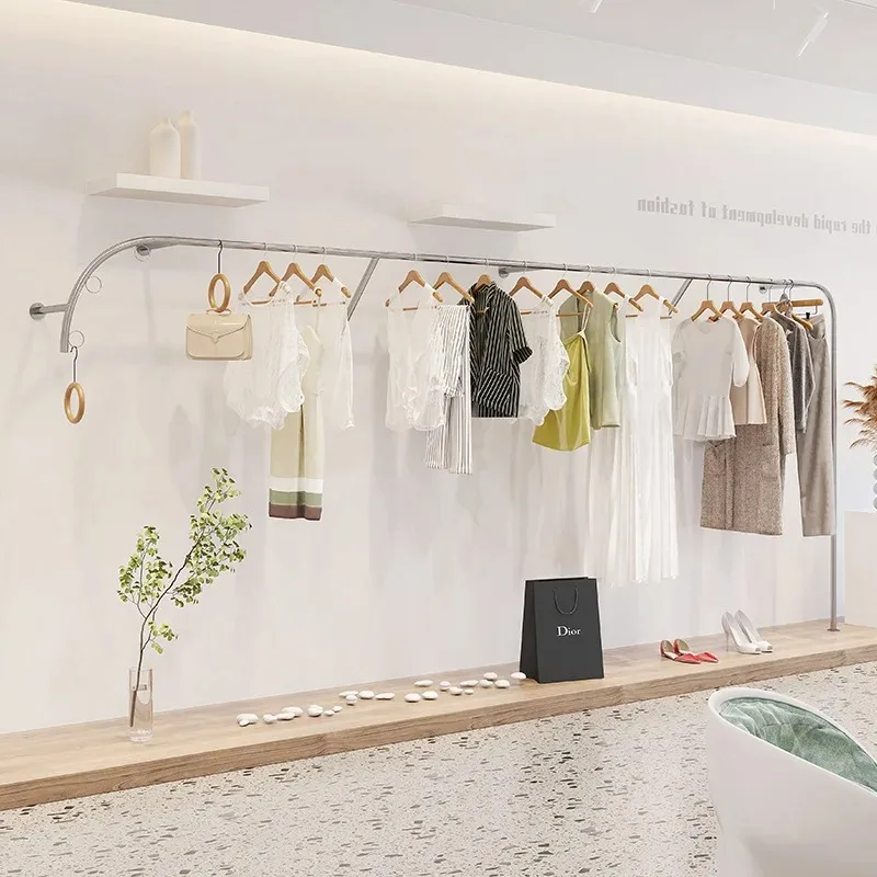Stainless steel brushed wall hanger special-shaped clothes display rack