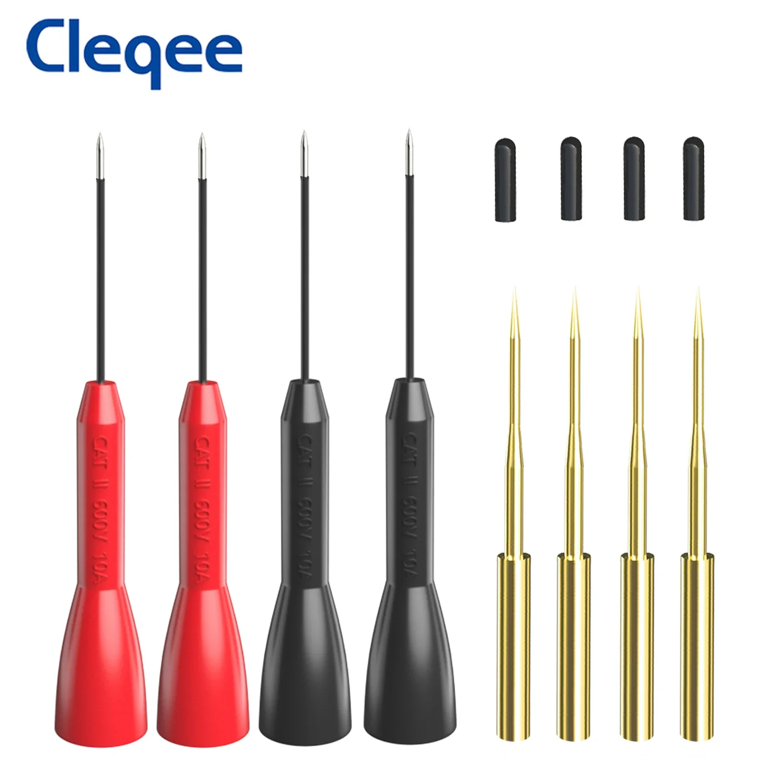 Cleqee P30038-1 8PCS 1mm Insulated Test Probes Set with 2mm Socket Multimeter Gold-plated Puncture Probe Back Probe Pin