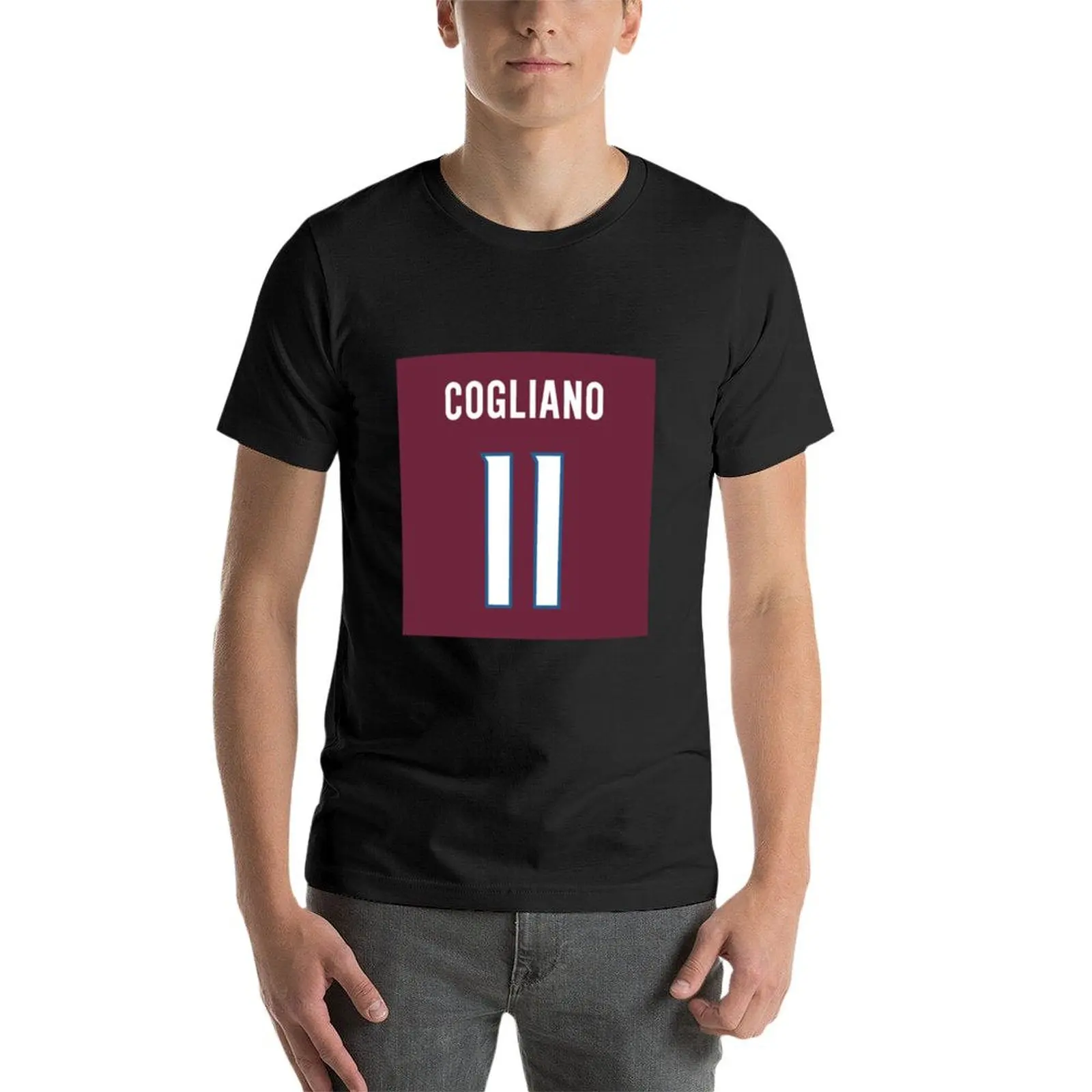 Ralph-Cogliano Burgandy Heavy Weight T Shirts para homens, fãs de esportes, meninos, branco