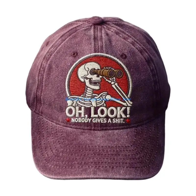 E56A Fashionable Unisex Baseball Cap With Embroidered Lettering And Contrast Stitching