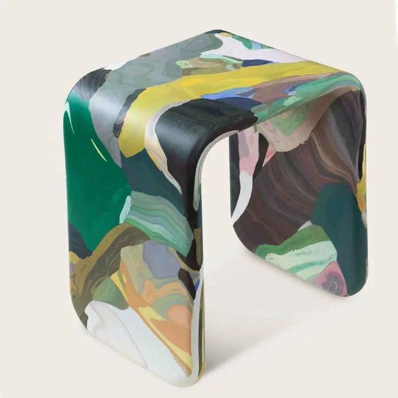 Medieval painting solid wood dining stool creative designer painted art Dutch dressing stool household high value shoe stool