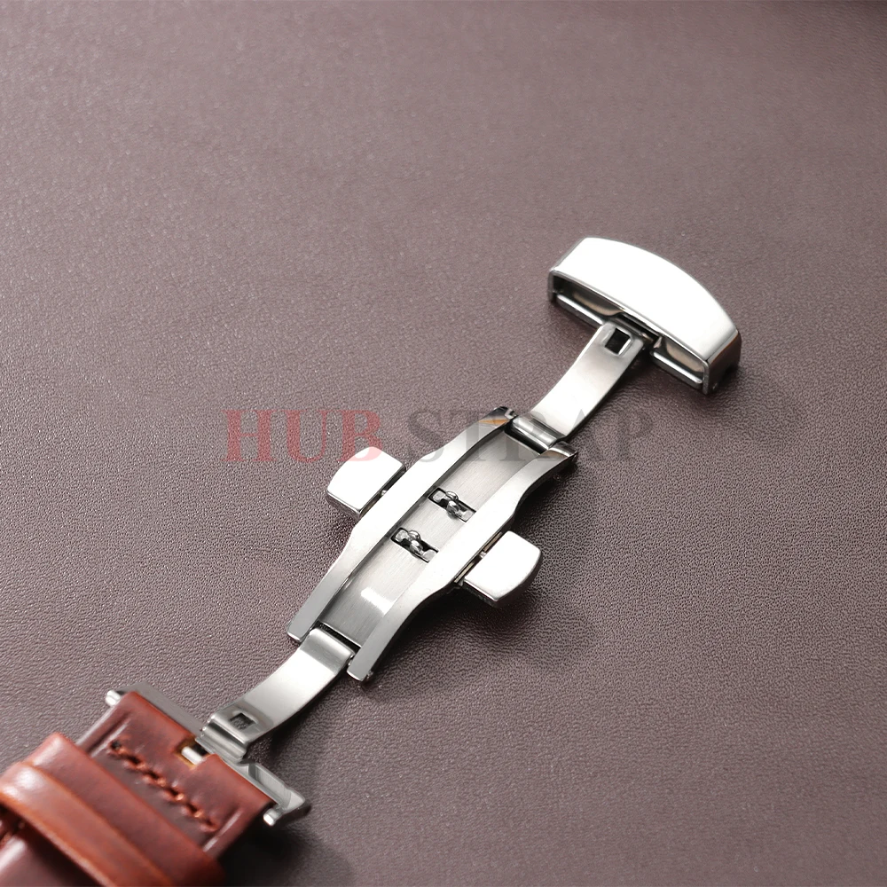 18mm 20mm 22mm Business Genuine Leather Strap Quick Release Band Black Brown Calf Cowhide Men Retro Watchband Butterfly Buckle