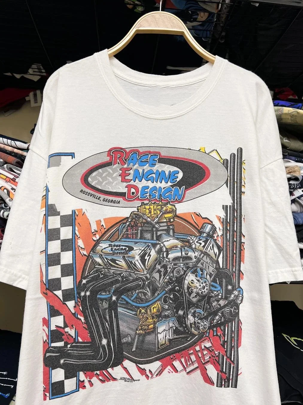 Vintage Race Engine Design V8 Motor Mechanic Graphic T-Shirt Cotton Men Women Streetwear Tee