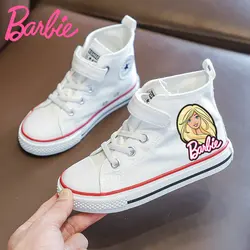 Girl Barbie Canvas Shoes Sneakers Children Lovely Cartoon White Casual Shoes Student Light BreatheTennis Shoes