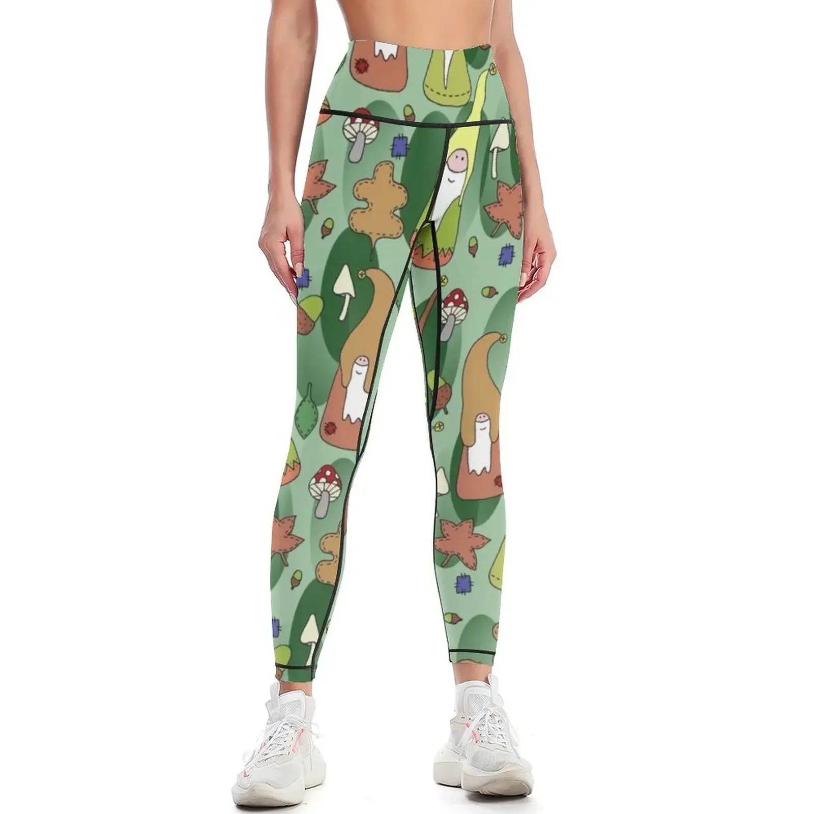 

Woodland gnomes Leggings sportswear gym Women sports Sports pants woman sports tennis for Womens Leggings