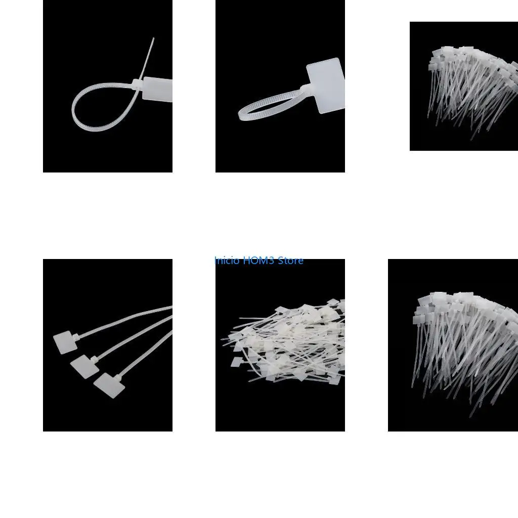 A5YD 100 Pcs White Plastic Nylon Mark Tags Label Sticker Cable Zip Ties 2x11cm