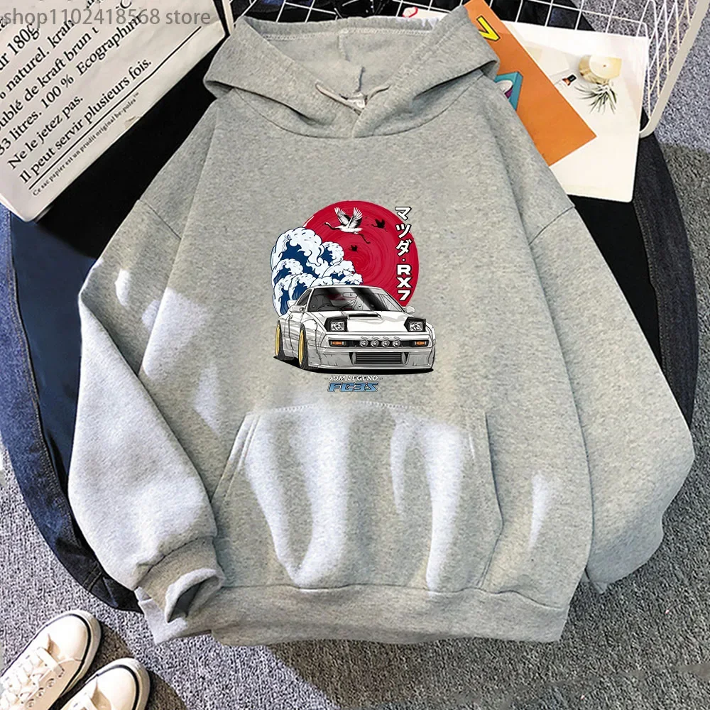 Initial D-Sudadera con capucha para hombre y mujer, ropa de calle de manga larga para Nippon, JDM, Mazda, RX-7, Turbo, de cuello redondo, Tops Y2k,