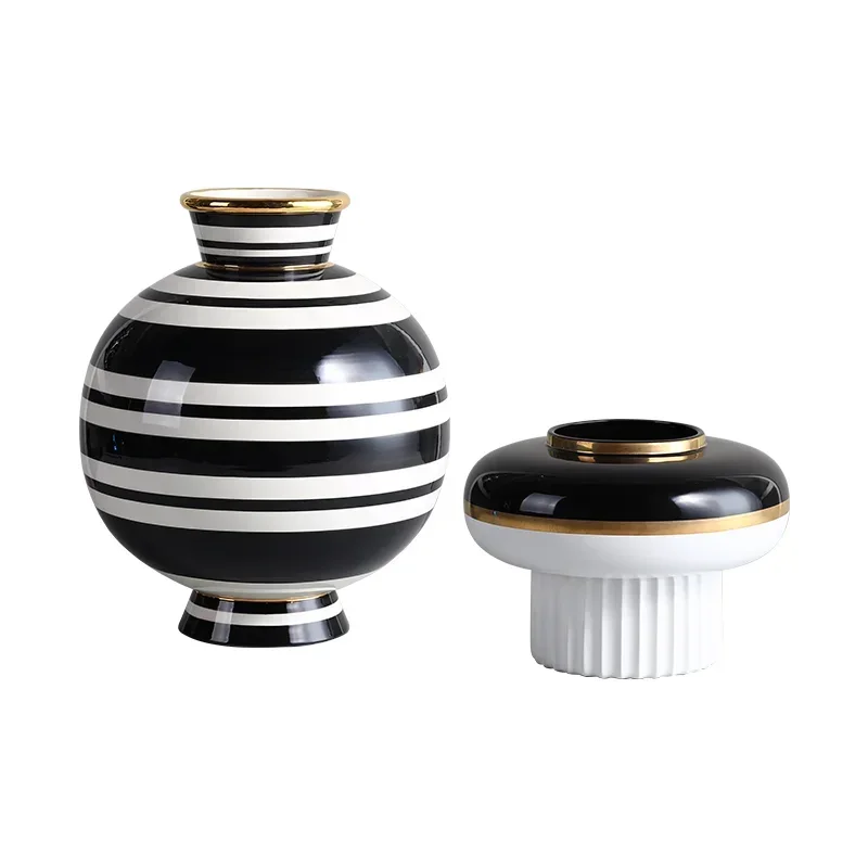 

Ceramic Short Vase round Large Decoration Porcelain Living Room Flower Arrangement Creative Design Soft Decoration