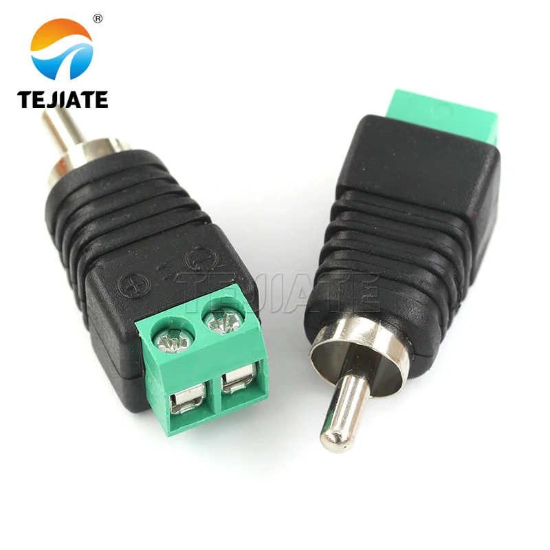 2PCS AV Plug RCA Lotus Head Press Terminal Monitoring Accessories RCA Welding-free Audio Connector Audio Male and Female