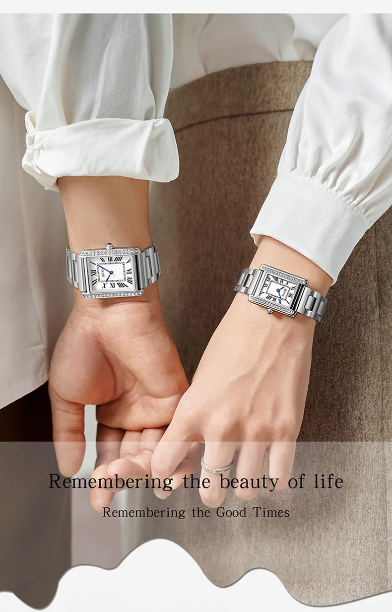 ساعة SANDA الأكثر مبيعًا للزوجين عصرية مربعة بمقياس روماني للرجال والنساء ساعة كوارتز مقاومة للماء وعرض مباشر