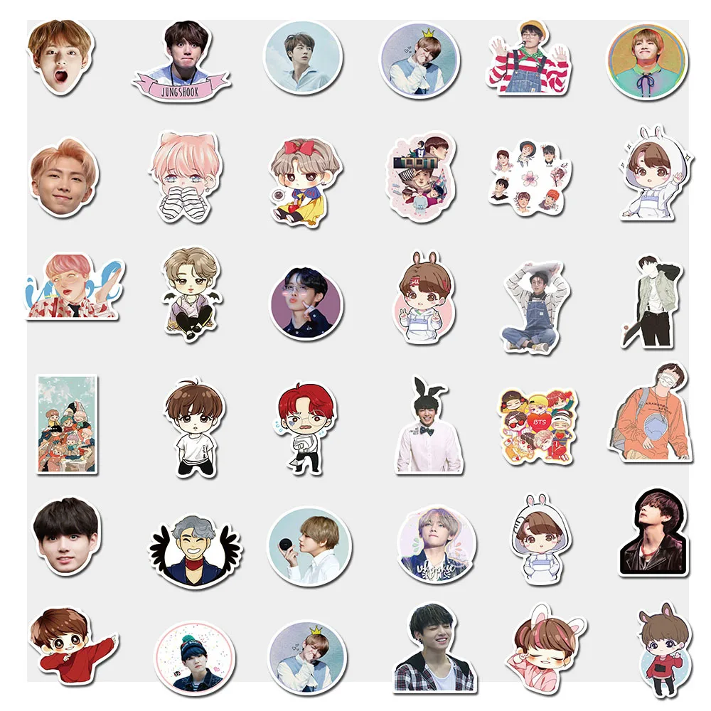 76pcs/pack Kpop Group Korea Singer Cartoon Stickers For Motorcycles Luggage Computer Laptop Gift Car Phone Water bottle Notebook