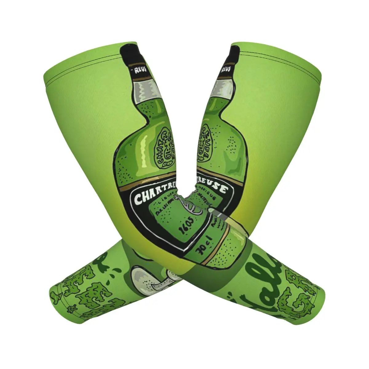 

Зеленая бутылка Chartreuse, картина маслом, напиток, 1, рукава для мужчин и женщин, защита от солнца и ультрафиолета, татуировка, прикрытие для спорта, охлаждение, велоспорт