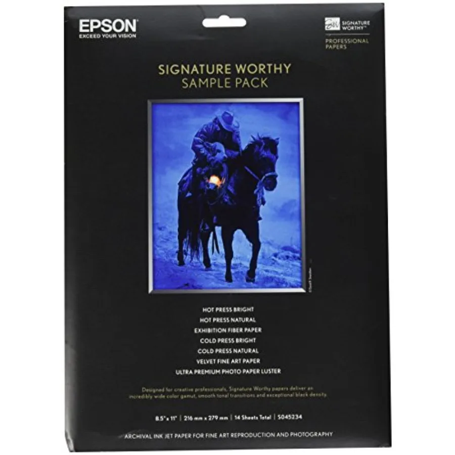 

Набор образцов бумаги Signature Worthy, 8-1/2 x 11 дюймов, разные виды отделки, 14 листов/упаковка, EPSS045234, белый