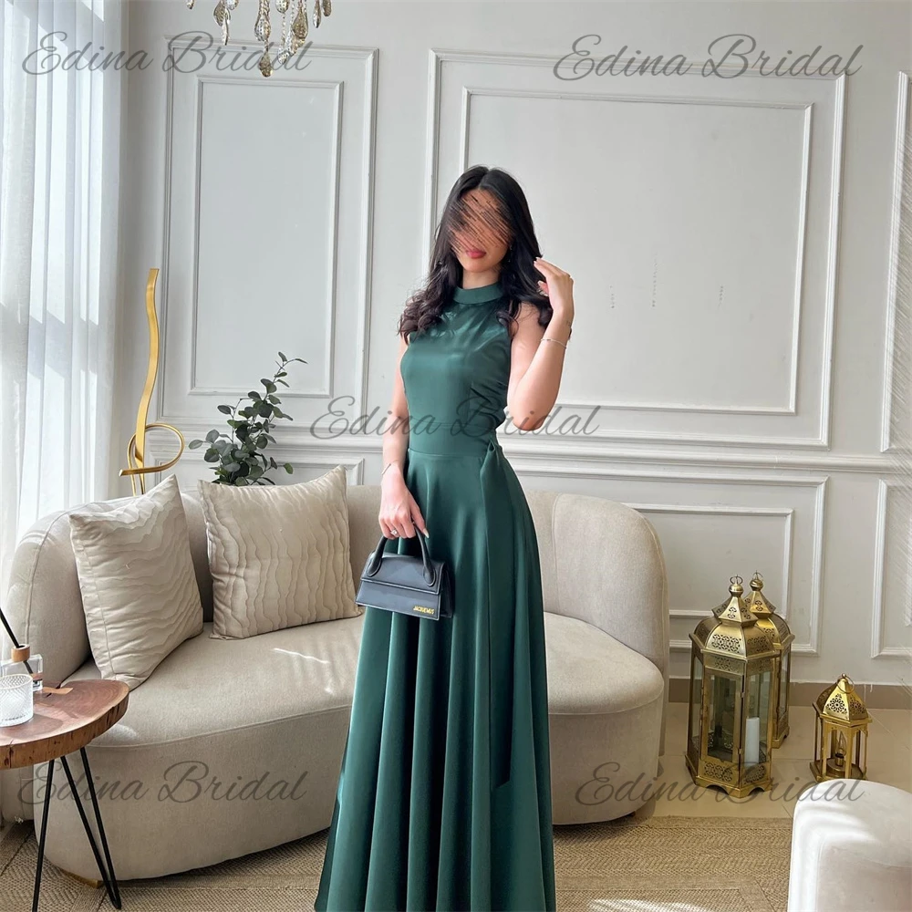 A-line Sleeveless Pleat High Prom Gown Hollow Out Solid Color Elegant Evening Party Dresses for Women فساتين سهرة فخمه