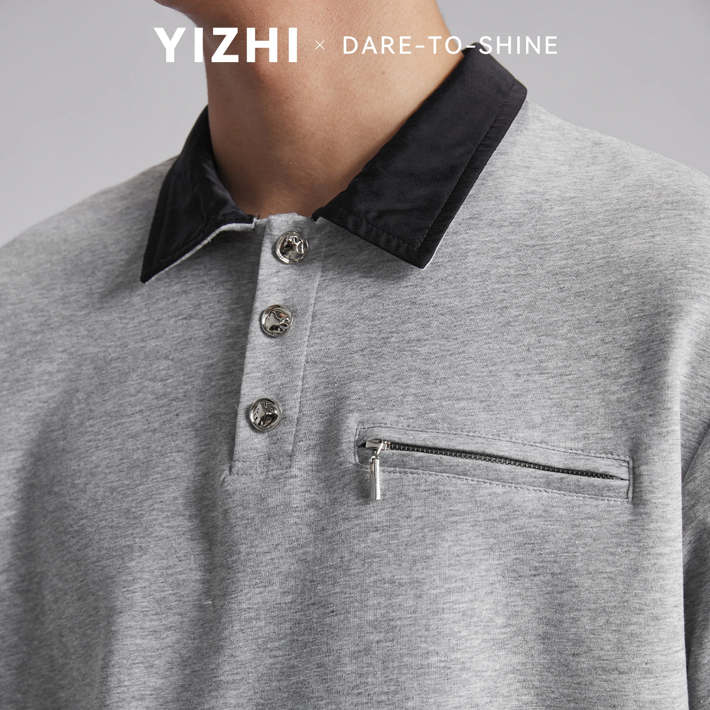 240g Heavyweight Color Block Lapel Zipper Polo Shirt Men Summer Korean Style Skin-Friendly Versatile Trendy Short Sleeve Top