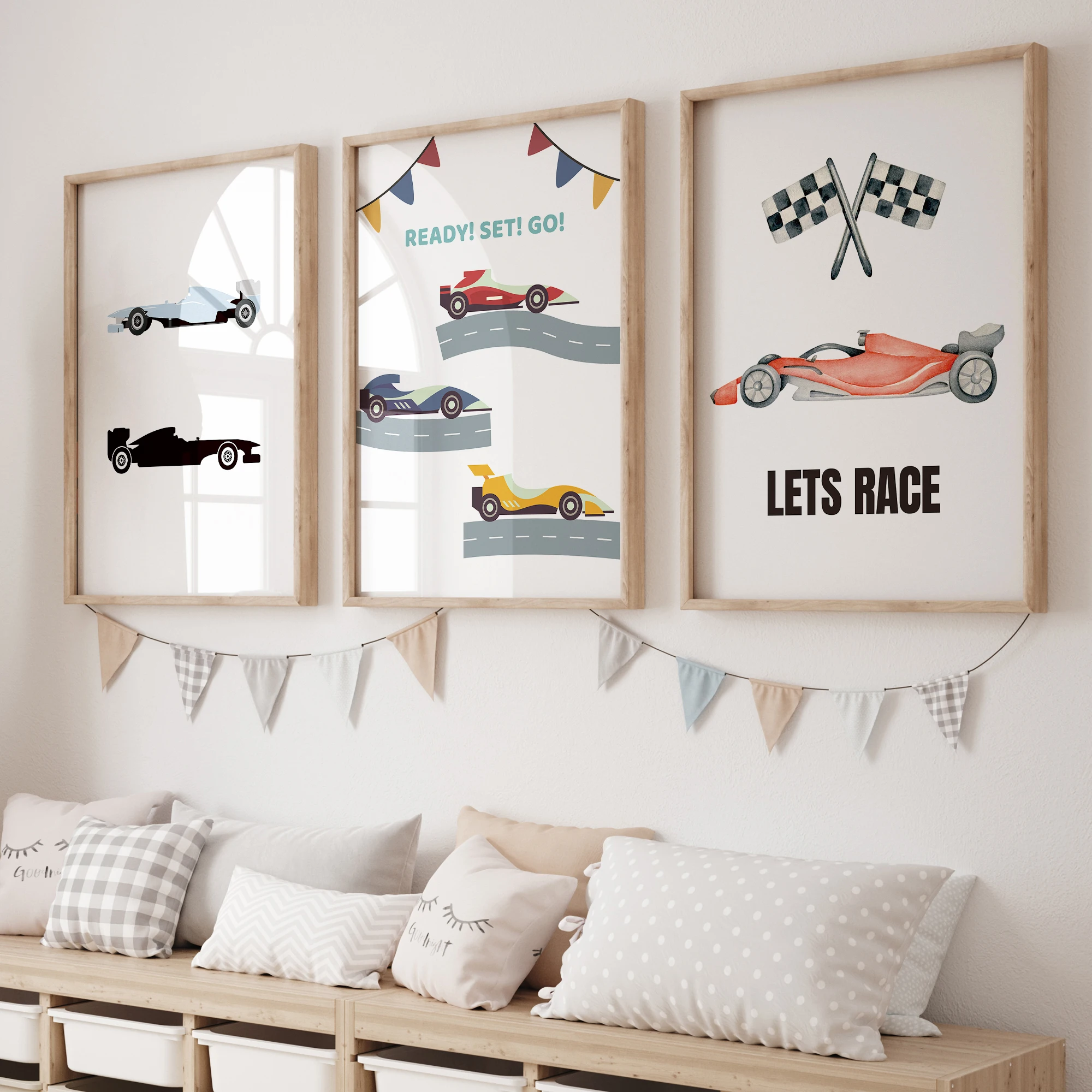 Cartoon Racing Sports Theme Wall Art Print Canvas Painting Poster Picture For Living Room,Bedroom,Kids Room Home Decor