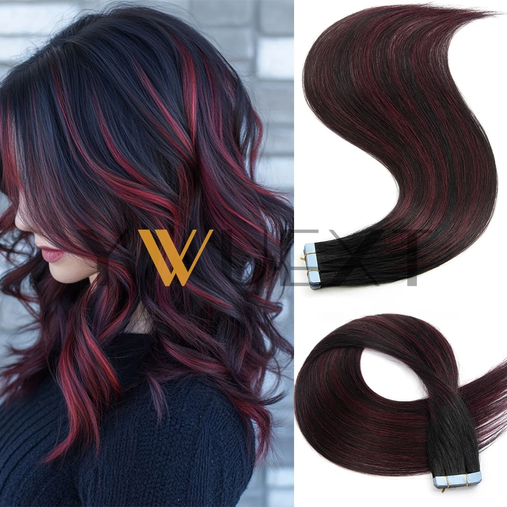 Real Human Hair Tape in Extensions 16'' 20'' Natural Straight High Light Seamless Tape Hair 20pcs On Double Sided Tape 30g/pack