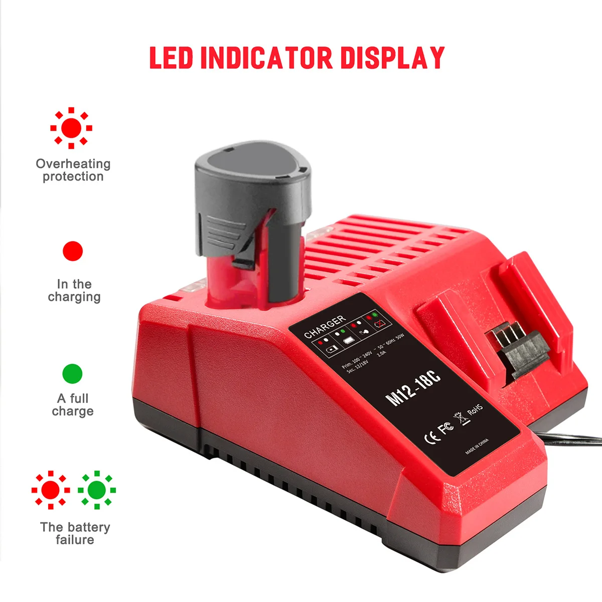 Turpow Lithium-Ion 18V 6.0A Replacement Power Tools and Battery Charger for Milwaukee Battery M18 48-11-1815 48-11-1850 2607-22