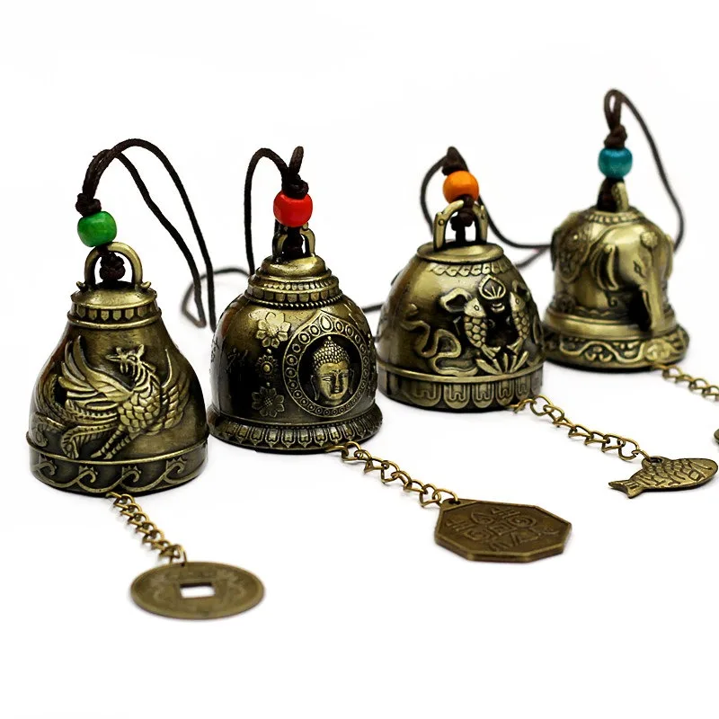 Feng shui Buddhism Copper Bell Religious Wind Bell Buddha Home Hanging Decoration Blessing for Luck Wind Chime Car Decor Crafts