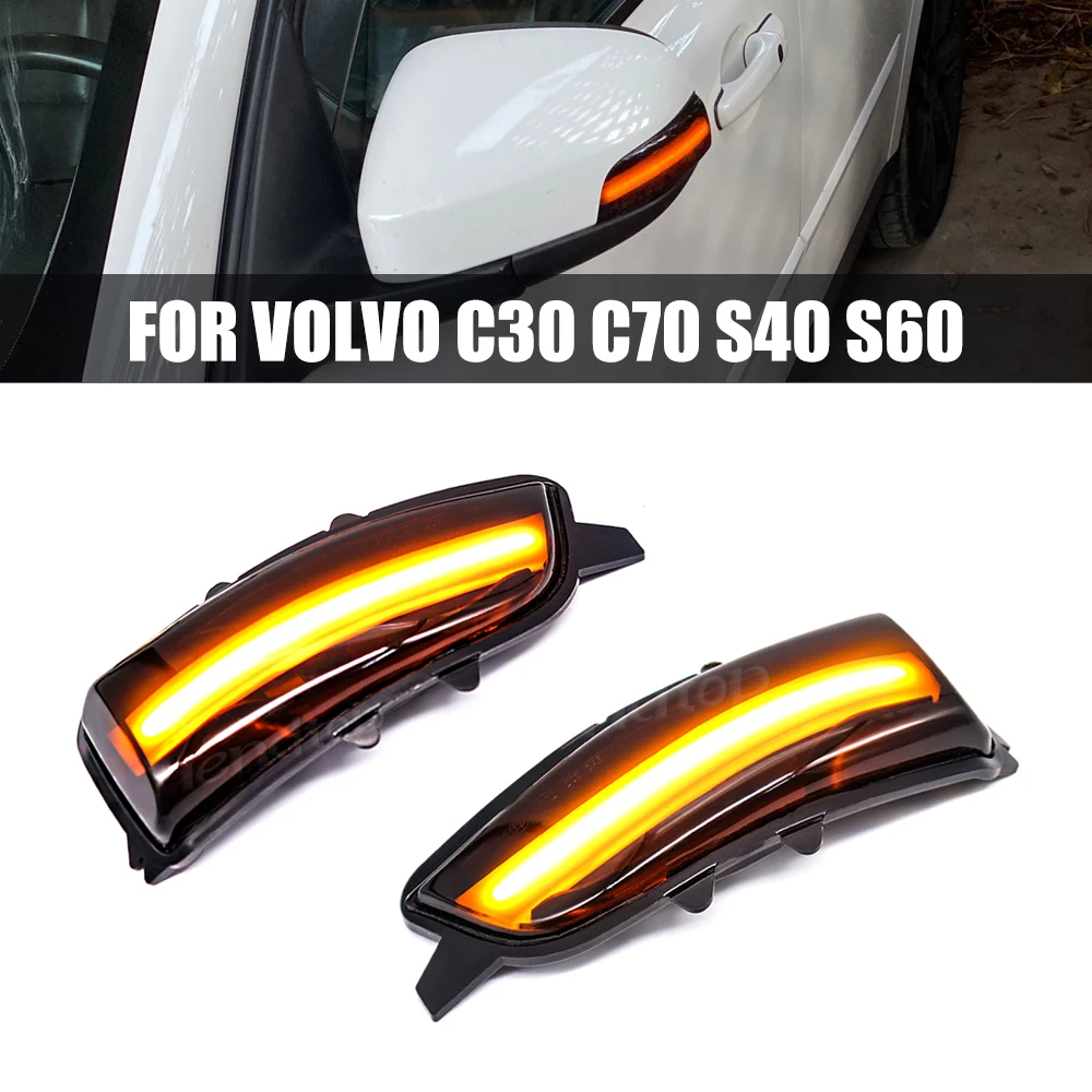 Sequential LED Side Mirror Marker Dynamic  Turn Signal Light  For Volvo C30 C70 S40 S60 V40 V50 V70 08- 2010 S80