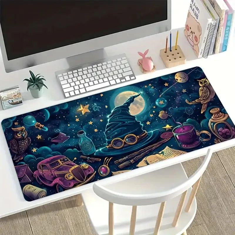 1PC Wide Gaming Desk Mat 1PC Gamer Big Table Mouse Mat Large Magic Night Sky Mouse Mat and Table Mat - Non-Slip Fantasy Theme