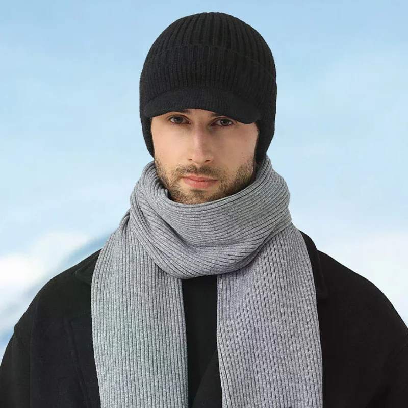 

Мужская зимняя вязаная шапка, уличная велосипедная защита ушей, теплая фуражка, повседневная модная шляпа от солнца, шапки-бомберы